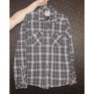 5.11 TACTICAL Flannel Button-Up Shirt Mens Medium Black Lightweight Plaid Slim